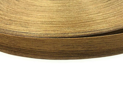 Close-up of Teak Plywood Edge Banding Roll Seven Eighths Inch By Two Hundred Fifty Feet Pre Glued Real Wood Veneer Edging
