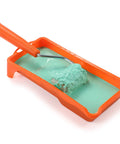 2 Inch Small Fine Finish Paint Roller Kit with Tray and green paint, showcasing mini roller frame for tight corners and trim.