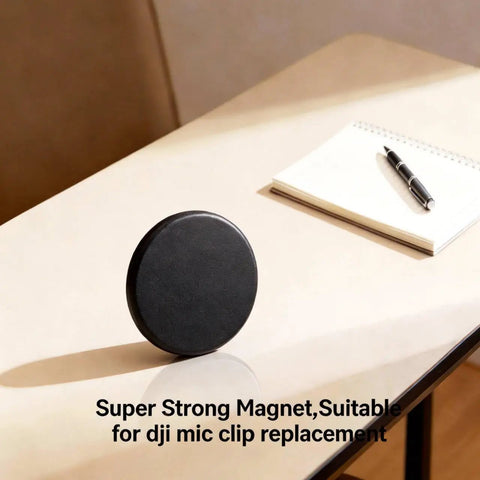 Magnetic Mic Clip Mount With Crazy Strong Neodymium Grip on table with notepad and pen for stable audio use