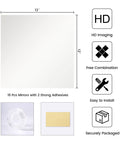 18 Piece 12x12 Inch Mirror Tiles For Wall Or Door Easy DIY Full Length Body Mirror Kit Real Glass HD Clarity With Round Edge Design