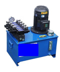 Straight Up Heavy Duty Electric Hydraulic Power Pack Station With 380V Industrial Oil Pump and Rock Hard Carbon Steel Chassis view of pump unit with controls.