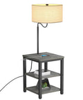 Dope Industrial Floor Lamp With Side Table And USB Port End Table Lamp With Power Outlet Modern Bedside Nightstand Light