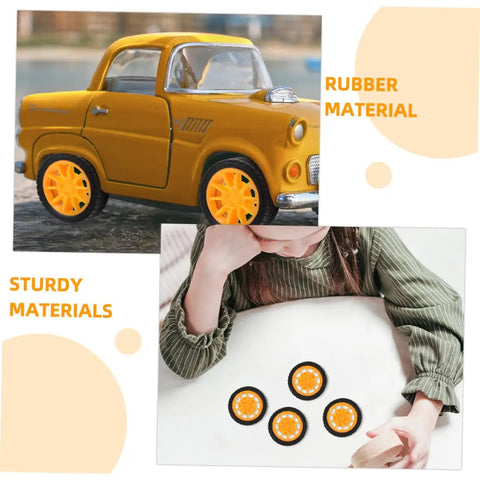 10 Pcs DIY Car Wheels For Kids Toy Replacement Small Rubber Tires on model car and child playing