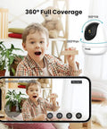 2K Indoor Wireless Pan Tilt Camera For Home Security And Baby Monitor And Pet Camera With Phone App Access shown with child