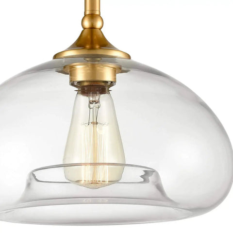 Modern Brass Semi Flush Mount Ceiling Light With Clear Glass Globe Farmhouse Gold Overhead Fixture For Hallway Entryway Bedroom Bathroom Porch 10.63 Inches Wide 11.41 Inches High, clear glass detail and brass finish
