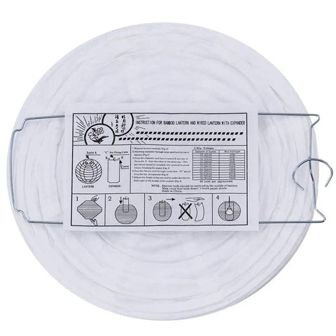 White Paper Lanterns Set Of 20 Round Hanging Lanterns In 4 Inch 6 Inch 8 Inch 10 Inch And 12 Inch Sizes 4 Pieces Per Size packaging view