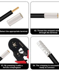 Step-by-step use of Ultimate Wire Ferrule Kit For Home, Auto, And Electronics, Silver Plated Copper Crimp Terminals