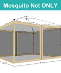 Replacement Mosquito Netting For 10x10 Pop Up Canopy Gazebo Mesh Sidewalls For Patio Backyard Camping And Outdoor Use Net Only Frame Not Included Beige, displayed without frame
