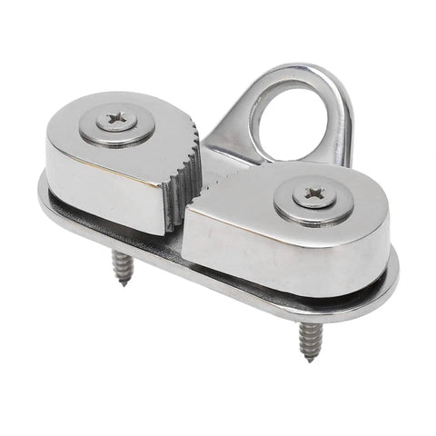 Beefy Cam Cleat For 5-15mm Rope, 316 Stainless Steel Boat Kayak Cleat With Fairlead Ring in stainless steel, top view