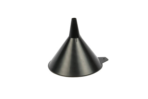Black plastic funnel from 10 Piece Funnel Set For Garage And Shop With All The Gear You Need For Oil Fuel And Other Automotive Fluids Perfect For Quick Transfers And Maintenance Tasks