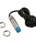Capacitive Proximity Sensor Switch M18 3 Wire NPN Normally Open DC 10 to 30V 300mA Detecting Distance 10mm No-Drill Tank Monitoring Through Plastic or Glass Containers with threaded body and lock nuts