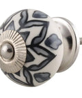 Top Shelf 100 Piece Ceramic Grey Poinsettia Drawer Knobs Plus Kitchen Cabinet Pulls heavy duty knob with floral design and steel screw.