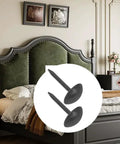 200 Piece Antique Black Dome Upholstery Tacks and Vintage Thumb Nails For Sofa Furniture Restoration Plus Compact Storage Case For A No Sweat Weekend Craft Build on a bed backdrop.