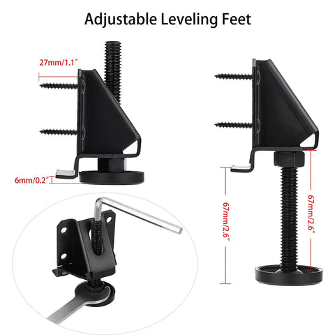 Four Pack Adjustable Furniture Leveling Feet Heavy Duty Support Up To 2000 Lb Capacity With 0 To 2.6 Inch Height Adjustment And Black Finish With Durable Zinc Plated Construction And Anti Slip Floor Protectors For Stable Level Surfaces, black adjustable leveler with base and screw