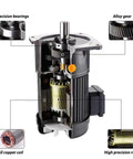 Heavy Duty Three Phase Gear Reducer Motor 380V Horizontal Variable Frequency Speed Control 100W To 7.5KW cutaway view showing internal precision components.