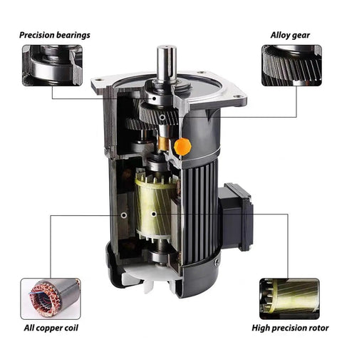 Heavy Duty Three Phase Gear Reducer Motor 380V Horizontal Variable Frequency Speed Control 100W To 7.5KW cutaway view showing internal precision components.