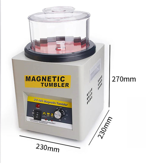 Heavy Duty 250W Magnetic Jewelry Tumbler Machine, 2000 Rpm Electric Polisher showcased with dimensions 230mm x 270mm.