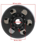Smooth Operator Centrifugal Clutch For Go Karts And Mini Bikes Featuring 5/8 Inch Bore 10 Tooth Build, top view with dimensions.