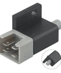 Black and gray plunger safety switch for CADET mowers, replacement part 725-04363, shown at angle with metal connectors visible.
