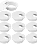 20 Pack Heavy Duty Black Desk Grommets And Cable Hole Cover Caps For No Sweat Cable Management With A Snazzy Home Office Setup Solid Plastic Wire Grommets Keep Desks Sleek And Totally On Point close-up of white desk grommet covers arranged in a grid.