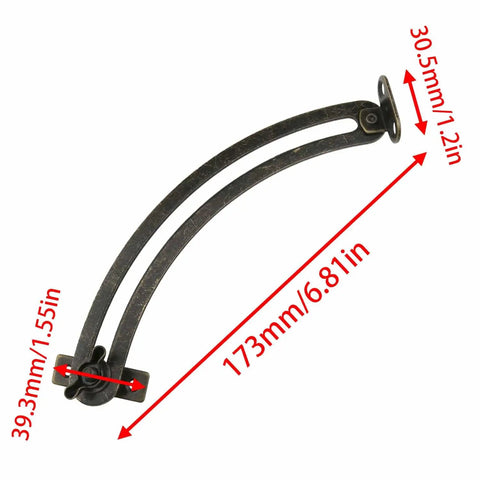 Two Piece Lid Support Hinge Set For Cabinets And Wooden Jewelry Boxes With Curved Rods And Eight Screws Left And Right Pair