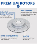 Front Drilled And Slotted Brake Rotors With Ceramic Pads Kit For Toyota Sienna Highlander RX350 RX450h NX200T NX300 NX300h