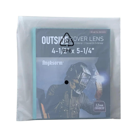 Top Shelf Clear Polycarbonate Replacement Lens Covers For Welding Helmets 4 1 2 X 5 1 4 Inch package view with protective lens.