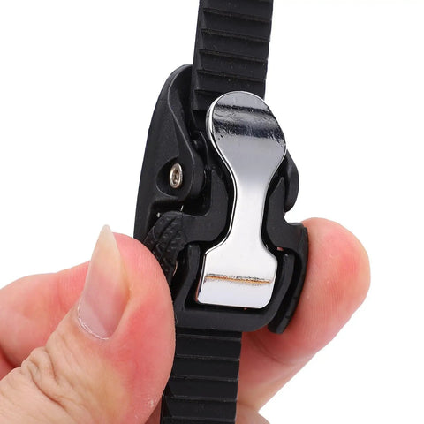 Close-up of Replacement Inline Skate Straps and Buckles for Men Women Kids Adjustable Roller Skate Strap Kit Durable PE Material Hassle Free Install Energy Strap Spider Buckle System Skating Parts in hand