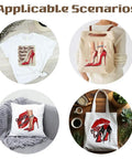 4 Pack High Heels Iron On Transfer Patches Red Lips Colorful Heat Transfer Stickers on tees, tote bags, and pillows. DIY Clothing Ready To Press DTF Transfers For Women.