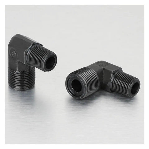 Heavy Duty Hydraulic Elbow Pipe Fitting For 90 Degree Connection Linking Inch To Metric Threads On Farm And Job Site Equipment With Reliable Secure Grip, black steel, 1/2 in