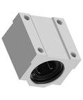 4 Pack SCS8UU Square Pillow Block Bearings With Double Rubber Seals 8mm Bore Linear Motion Slide Block side view showing steel build.