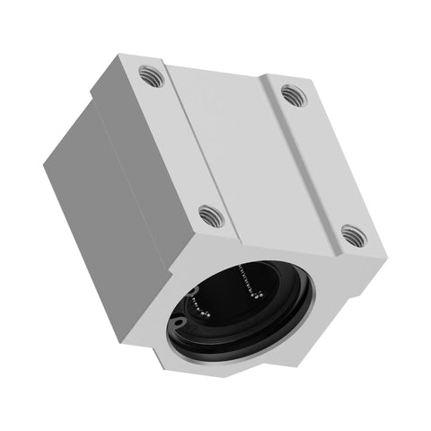 4 Pack SCS8UU Square Pillow Block Bearings With Double Rubber Seals 8mm Bore Linear Motion Slide Block side view showing steel build.