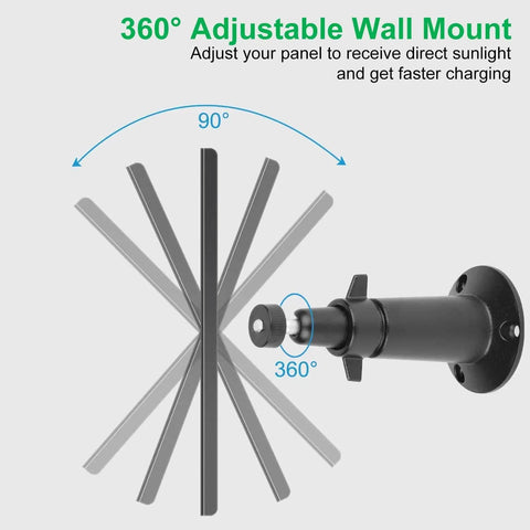360-degree adjustable wall mount for Solar Panel Charger For Blink Video Doorbell And Blink Outdoor Cameras with aluminum frame, 11.8 ft cable