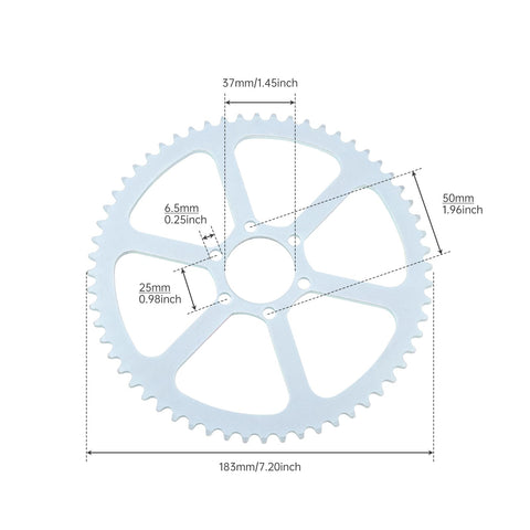 60T Rear Sprocket For 35 Chain With 37mm Bore Fits Coleman Baja Trail Master Mini Bike, diagram with measurements