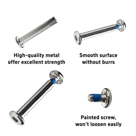 Inline Skate Replacement Screws Kit 12Pcs, 6mm Shaft Hex Socket Screws with painted surface and tool for roller blades repairs.
