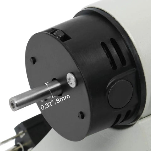 Close-up of shaft on Leather Polisher Sander 350W Edge Burnishing Tool 0 To 8000 RPM 110V Leather Finishing Machine With 6 Sanding Sleeves