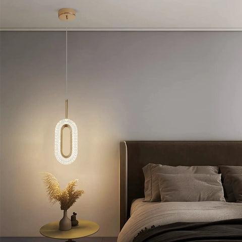Gold Modern Ring Crystal Chandelier Two Piece Set With LED Tri Color Dimmable Lights for Bedroom, adjustable ceiling light