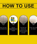 How to use No Hassle Auto Scratch Remover And Swirl Polish Kit for car detailing steps on a yellow background.