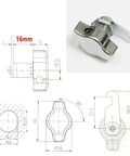 Keyless Cam Lock Handle For Drawers And Cabinets With Hook, Zinc Alloy Locker Lock dimensions and design blueprint