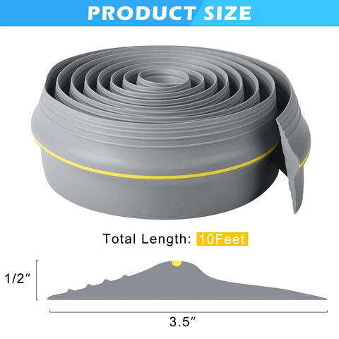 10 Foot Universal Garage Door Bottom Threshold Seal Strip With Adhesive No Sweat Weatherproof Rubber DIY Gap Sealing Dustproof Insulation And Energy Saving Replacement Gray