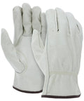 Heavy Duty Cowhide Leather Driver Work Gloves For Truck Driving Size 12 Medium Durable Abrasion Resistant Hand Protection For Long Hauls And Tough Jobs, displayed front and back