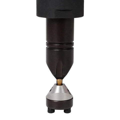 Powerful 500W Electric Sheet Metal Nibbler Cutter Slashes Up To 16 Gauge Steel And Aluminum With Zero Burrs close-up view of cutting head.