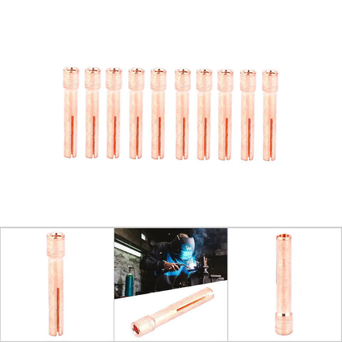Copper Collets Set 13N23, 10 Pack For WP9 WP20 WP25 TIG Torches, showing detailed view of collet design and structure.