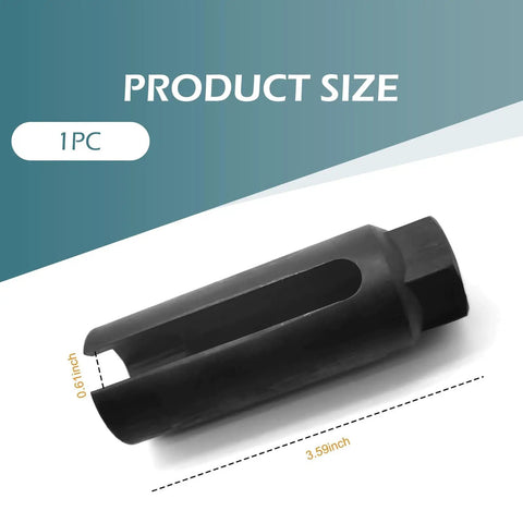 7/8 Inch 6-Point I-Type Side Gate Oxygen Sensor Socket For Car O2 Sensor Removal Tool, black, showing product size.