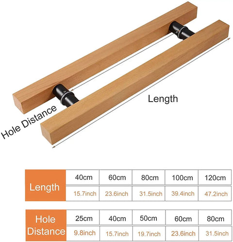 Heavy Duty Sliding Barn Door Handle Wooden Push Pull Bar For Wood Doors Durable Long Lasting 39.4 Inch Length with dimensions and material