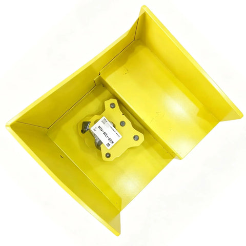 Robot Housing Cover And Mounting Bracket Protective Shell For A05B-1329-J038, A05B-1329-J042, A05B-1329-J031, OEM-Grade Industrial Robot Spare Parts For Quick Maintenance, Replacement, Plug-And-Play Durability And Body Protection. Yellow metal housing cover with mounting bracket, shown from above.
