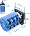 Built Tough Rotary Changeover Switch 63A 3-Position 1-0-2 Circuit With Center Off 12-Terminal Cam Selector dimensions