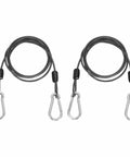 Tough As Nails Security Steel Cable With Snap Hook 3 Point 3 Feet PVC Coated Double Loop Wire Rope Lock For Bikes Outdoor Travel Luggage 2 Pack Heavy Duty Gun Gray, showing two coiled gray cables with snap hooks