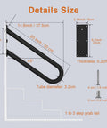 Diagram showing dimensions of the 20 Inch Stainless Steel Handrail For 1 To 3 Steps, 1.25 Inch Tube, Oil Rubbed White Safety Grab Bar.