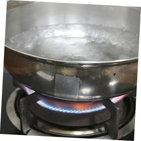 Aluminum Repair Patches For Pots Pans And Cookware, 10 Sheets, Leak Stop Tapes on frying pan with water on stove